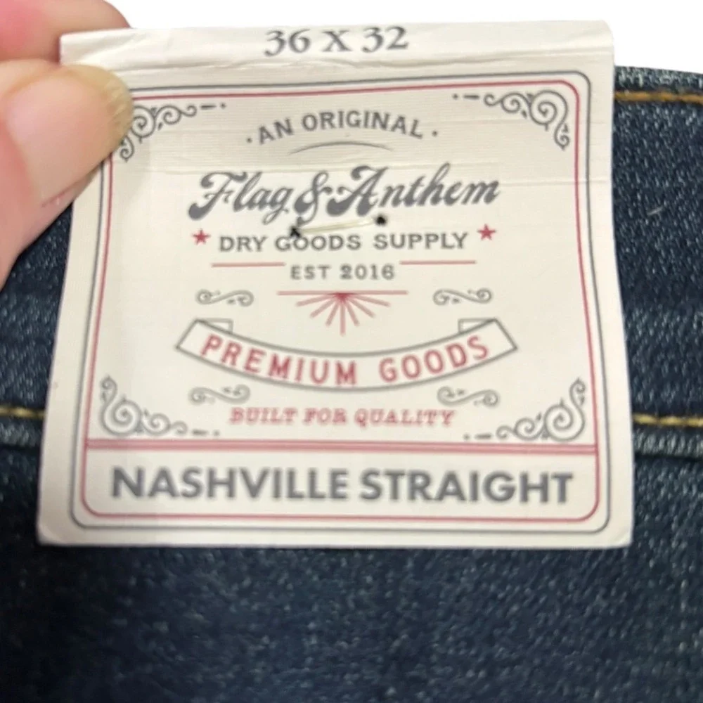 Flag & Anthem Nashville Straight Jeans Mens 36x32 Hutchinson Wash Denim‎